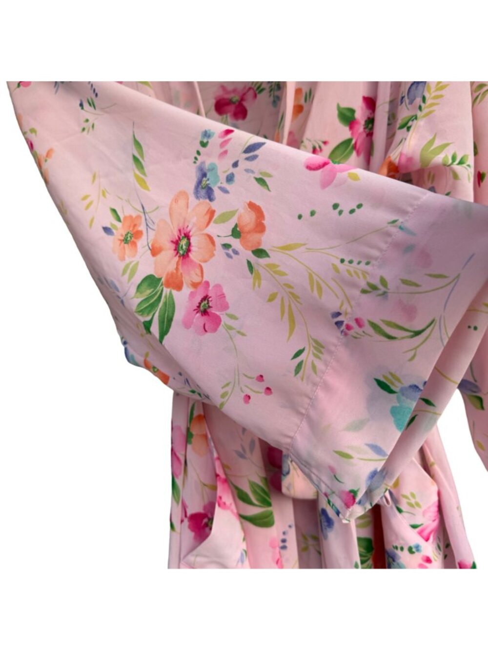 Victoria's Secret Kimono Sexy Robe Lingerie O/S  Pink Blue Floral Tie Loungewear - Picture 10 of 14